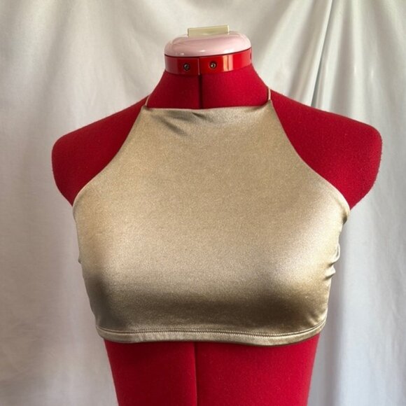 Tops - Garage Metallic Gold Halter Tank Top XS292